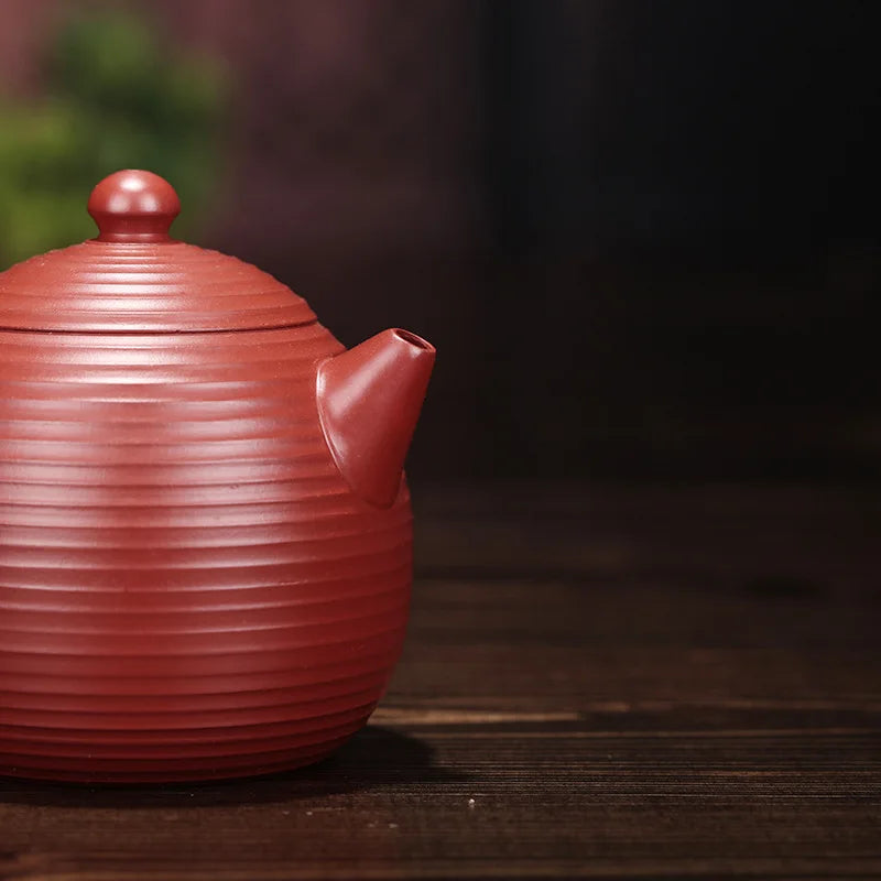 Hand Carved Thread Dragon Egg Teapot, Zisha Teapot, Yixing Handmade Pot, Kung-Fu Teaware, Purple Clay, Drinkware for Puer Green