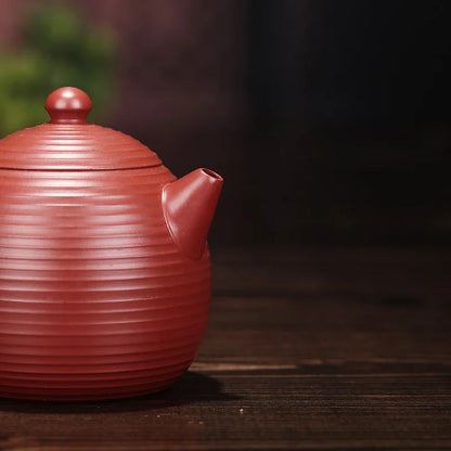 Hand Carved Thread Dragon Egg Teapot, Zisha Teapot, Yixing Handmade Pot, Kung-Fu Teaware, Purple Clay, Drinkware for Puer Green