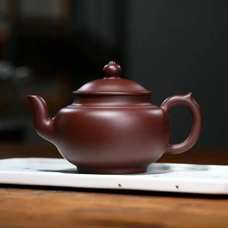 Purple Zhuni Engraved Teapot With Laughing Sakura Zisha Teapot Yixing Handmade Pot Kung-fu Teaware  Purple Clay Drinkware  Puer