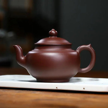 Purple Zhuni Engraved Teapot With Laughing Sakura Zisha Teapot Yixing Handmade Pot Kung-fu Teaware  Purple Clay Drinkware  Puer