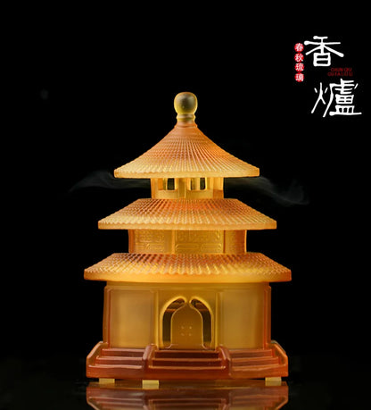 Coloured glaze Temple of Heaven incense burner Ornaments Home indoor worship Home living room decorations Vaporizer
