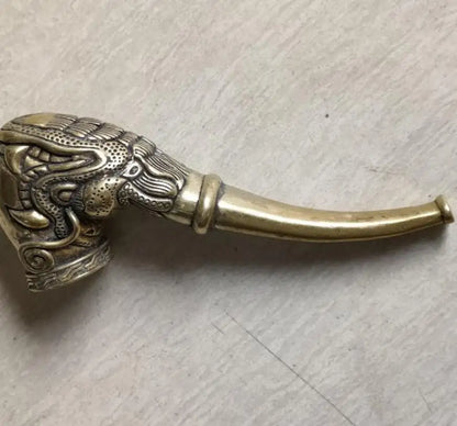 China brass dragon head smoke bucket crafts statue