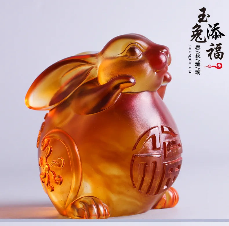Colored glaze rich rabbit ornaments crafts 12 Chinese Zodiac Signs birthday present