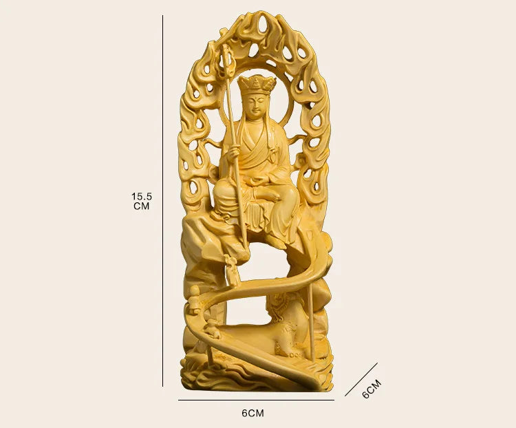 Boxwood 15cm Ksitigarbha Sculpture Wood Carving Buddha Statue Home Decor