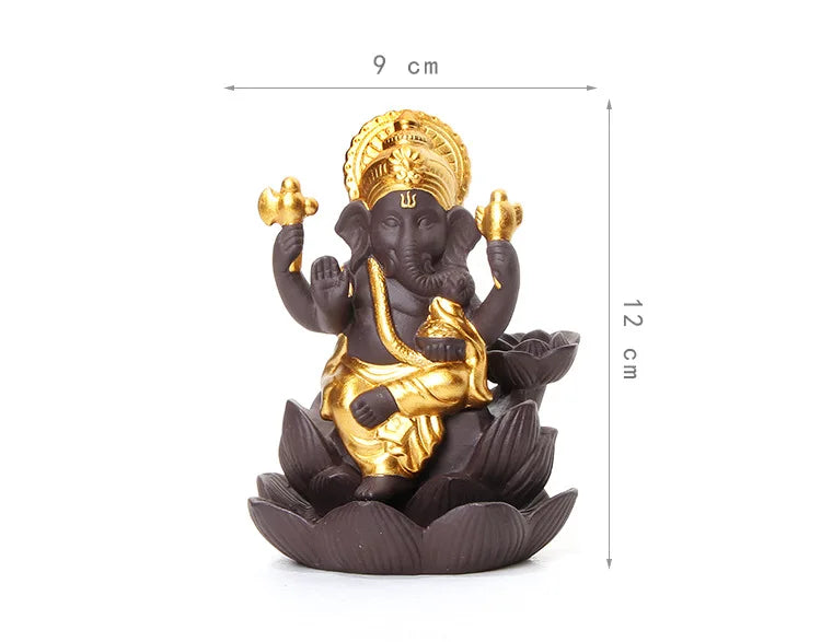 Elephant head Buddha like purple sand lotus reverse flow incense burner Southeast Asia elephant god Ganesha Thailand India