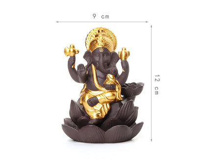 Elephant head Buddha like purple sand lotus reverse flow incense burner Southeast Asia elephant god Ganesha Thailand India
