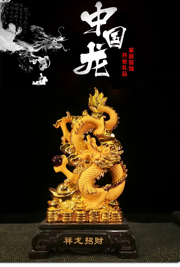 Resin gold placer Zodiac Dragon Wind Water Dragon Ornaments Jinlong Crafts Lucky Opening Gifts Office Desktop Display.