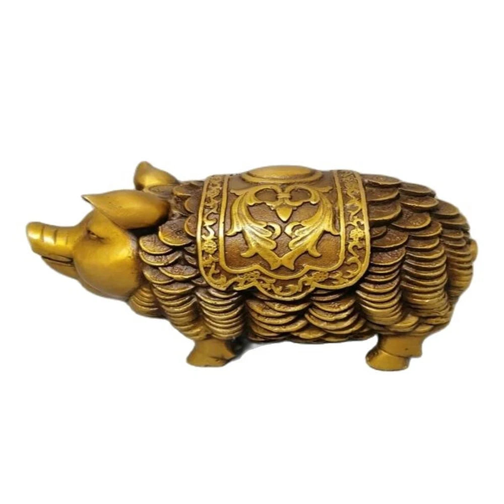 Chinese Antique Collection Old Brass Copper Coin Money Pig