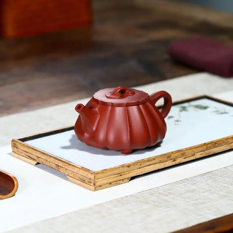 Dahongpao Hand-painted Stone Scoop with Tendons, Zisha Teapot, Yixing Handmade Pot, Kung-Fu Teaware, Purple Clay Drinkware