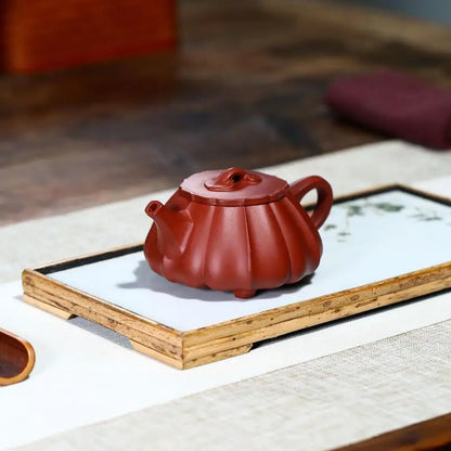 Dahongpao Hand-painted Stone Scoop with Tendons, Zisha Teapot, Yixing Handmade Pot, Kung-Fu Teaware, Purple Clay Drinkware