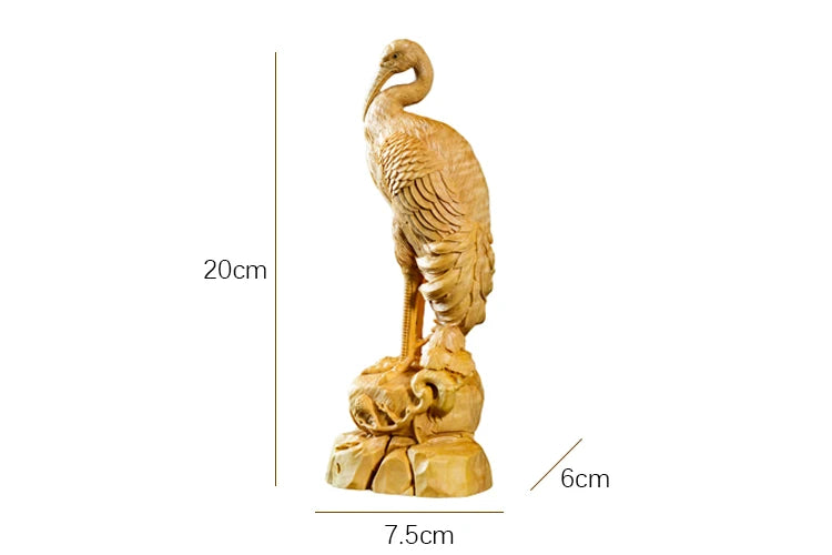 XS092-20CM Hand Carved Wood Carving Figurine Small Animal  Statue Home Decor -Longevity Mascot  Sculpture Folk Crafts