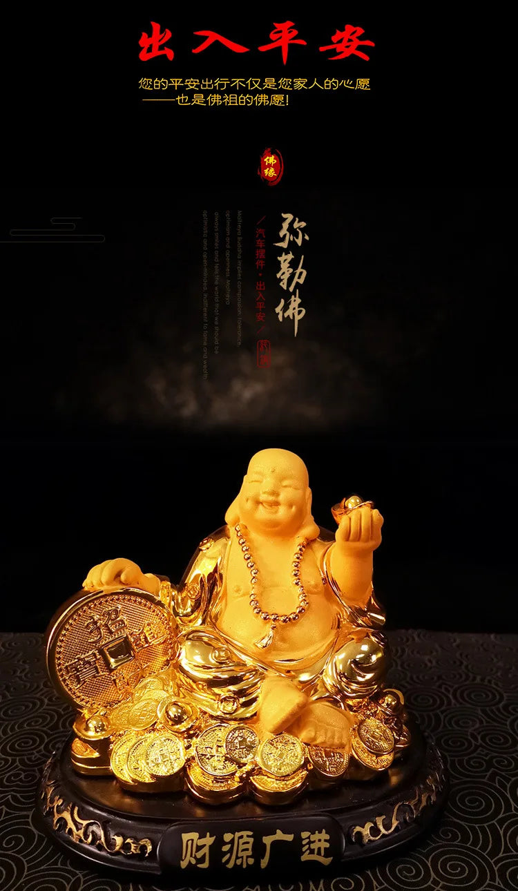 Resin Belly Maitreya Smile Buddha Ornaments, Car Decorations, High-grade Car Products, Home Living Room, Office Desk Furnishings