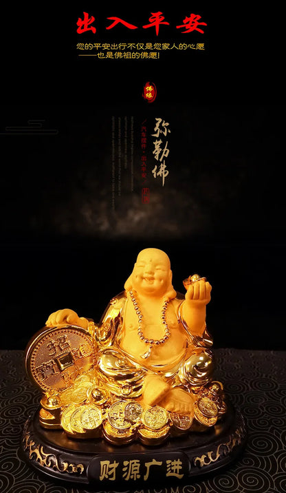 Resin Belly Maitreya Smile Buddha Ornaments, Car Decorations, High-grade Car Products, Home Living Room, Office Desk Furnishings