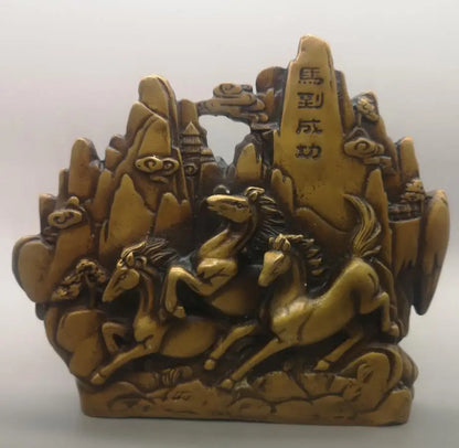 China brass archaize recruit wealth horse crafts statue