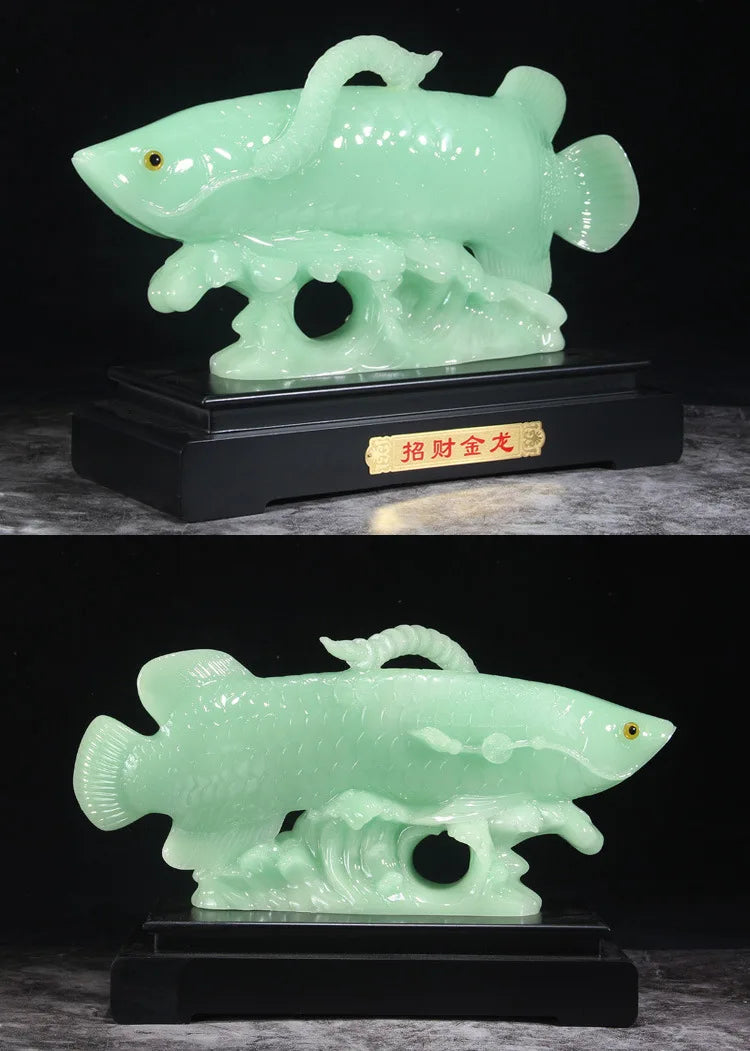 Resin Blue Ice Jade Lucky Arowana Ornaments Crafts Home Living Room Office Decoration Opening Gifts Wholesale Home Decoration