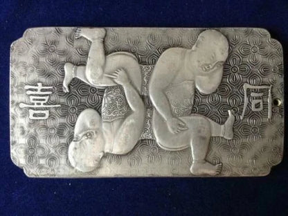 chinese Old Tibet Silver amulet Bullion statue thangka netsuke