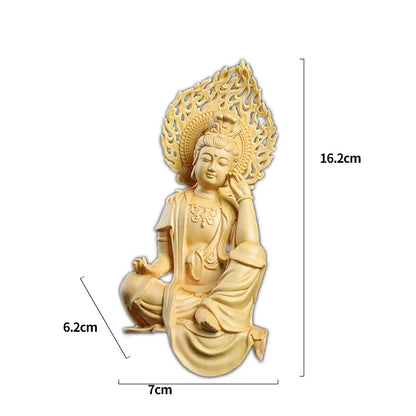 16cm Boxwood Buddha Feng Shui Car Hanging Wood Statue Zen Real Wood Wood Sculpture Home Décor Rich God