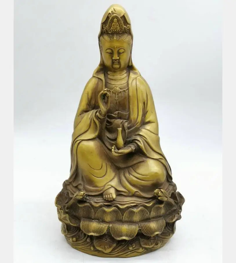 China brass sit lotus Goddess of mercy Buddha crafts statue