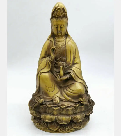China brass sit lotus Goddess of mercy Buddha crafts statue
