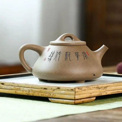Handmade Carved and Painted Teapot, Zisha Teapot, Yixing Handmade Pot, Kung-Fu Teaware, Purple Clay Drinkware