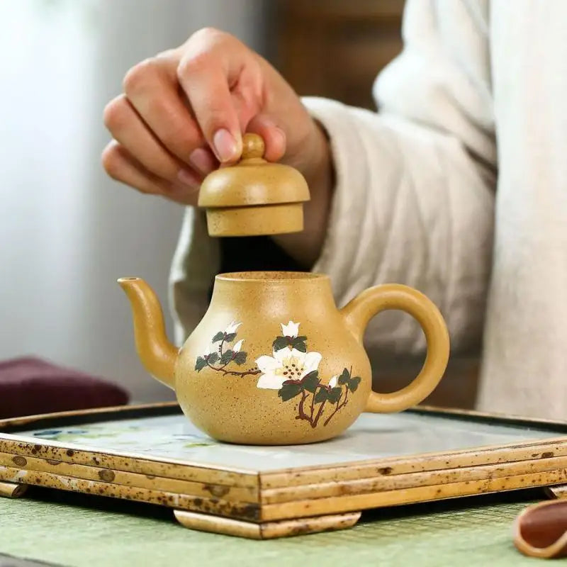 Handmade Kung-Fu Teaware of Purple Clay, Puer Green and Black Clay, Peony Siting Pot, Zisha Teapot, Handmade Pot