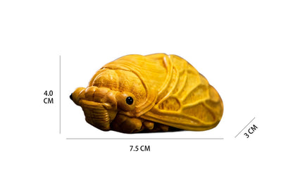Boxwood 7.5 cm Insect Wealth Golden Cicada Collectible Car Pendant Small Pendant Home Decoration Crafts