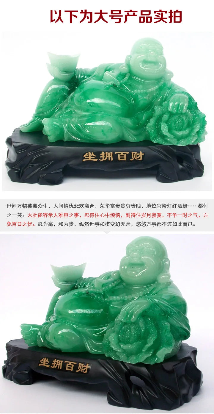 Zhaocai Maitreya Buddha Ornaments Opening Gifts Feng Shui Home Living Room Accessories Jade Buddha  budda  home decoration