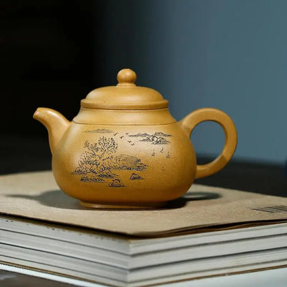 Duanna Sifang Pan Zisha Kettle, Yixing Handmade Pot, Kung-Fu Teaware, Purple Clay, Drinkware for Puer, Green, Black, Chinese