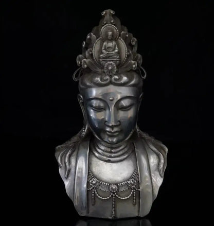 China White copper Guanyin Buddha head like crafts statue