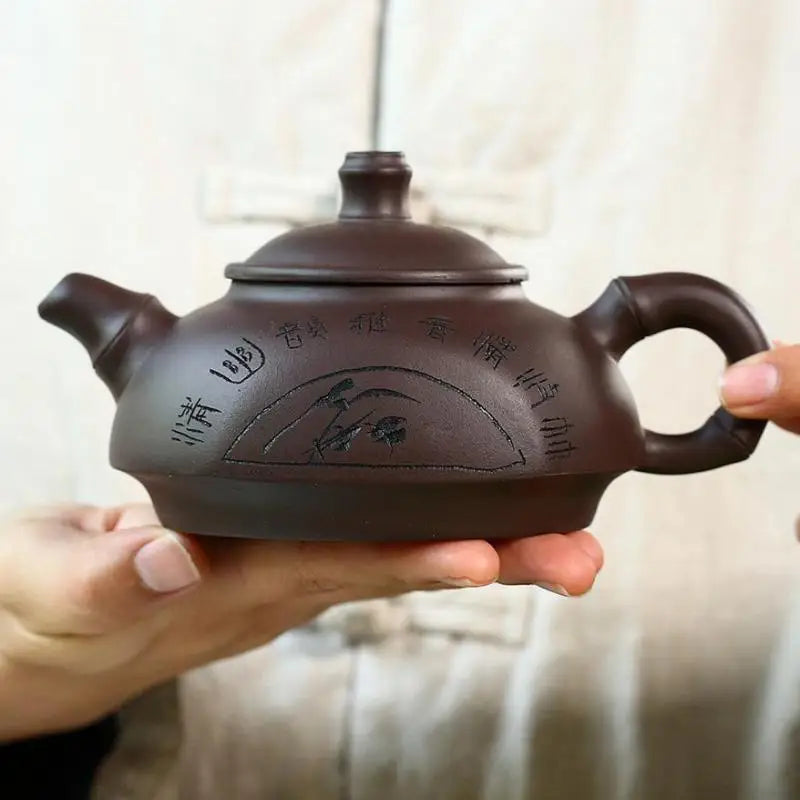 Old Purple Clay Zisha Teapot, Handmade Kung-Fu Teaware, Purple Clay Drinkware for Puer Green and Black, Unvoiced