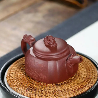 Longzun Purple Clay Zisha Teapot, Handmade Pot, Kung-Fu Teaware, Purple Clay Drinkware for Puer