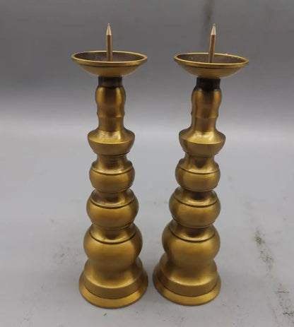 China brass archaize tower shape Candle Holders crafts statue A pair