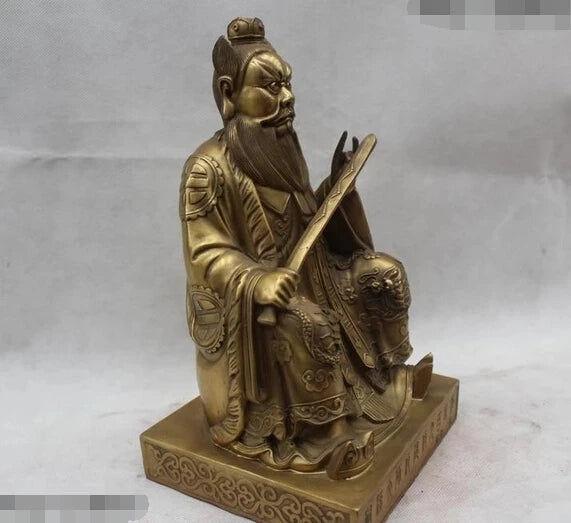 wholesale factory 12" China Chinese Fengshui Brass Sit Laojun Bi Xie exorcism Buddha Statue AE1024 AB1025