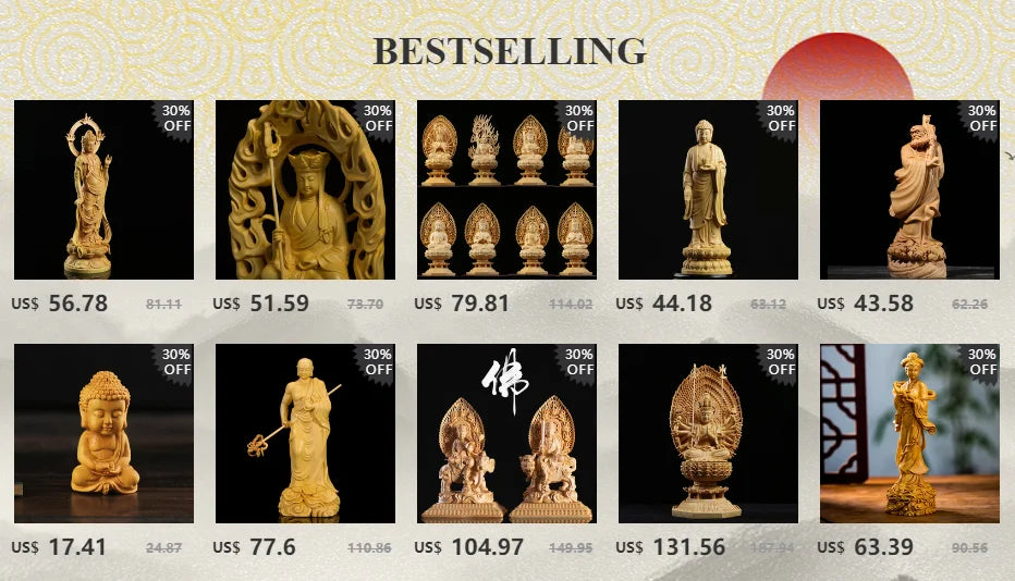 Boxwood 6cm Maitreya Sculpture Wood Carving Laughing Buddha Statue Home Decor