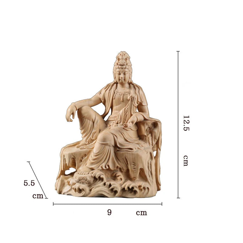 12cm Boxwood Feng Shui Figure Statue Buddha Home Décor Feng Shui Myth Office Decoration Wood Statue Wood Statue Rich
