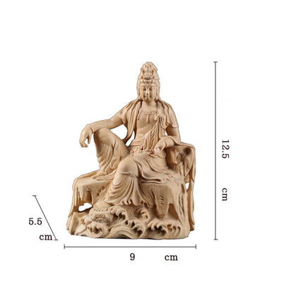 12cm Boxwood Feng Shui Figure Statue Buddha Home Décor Feng Shui Myth Office Decoration Wood Statue Wood Statue Rich