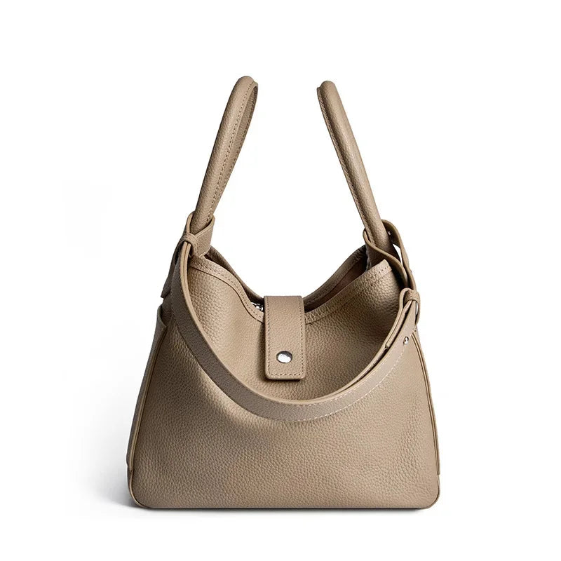 Head layer cowhide design Genuine Leather Luxury women's hand temperament soft leather bucket bag portable pockets