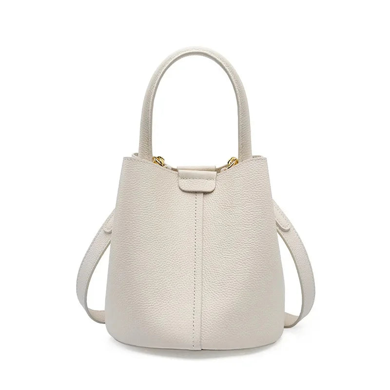 Head layer cowhide genuine leather new style women's crossbody senior designer feel handbag, bucket