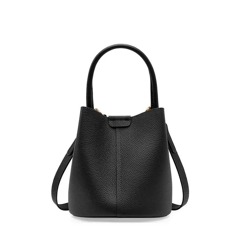 Head layer cowhide genuine leather new style women's crossbody senior designer feel handbag, bucket