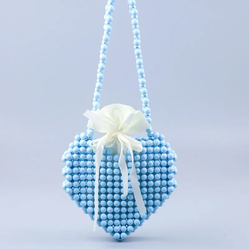 Heart shapeparencyPearl woven Party Clutch Evening Bag Designer Chain Shoulder Bag Wedding Women Purses and Handbags Chic Purse
