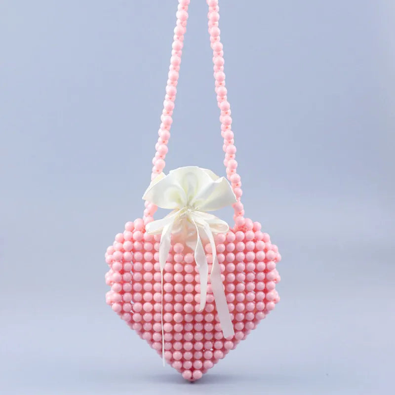 Heart shapeparencyPearl woven Party Clutch Evening Bag Designer Chain Shoulder Bag Wedding Women Purses and Handbags Chic Purse