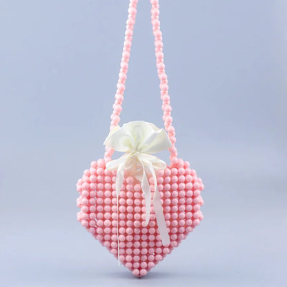 Heart shapeparencyPearl woven Party Clutch Evening Bag Designer Chain Shoulder Bag Wedding Women Purses and Handbags Chic Purse