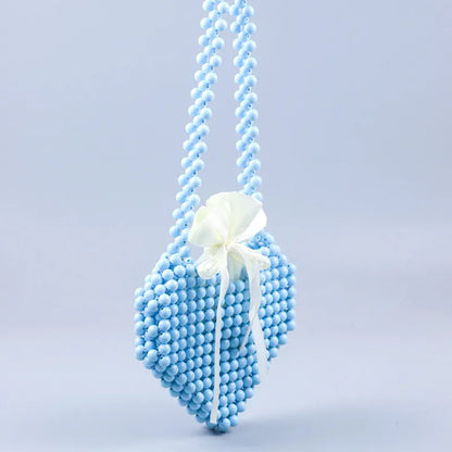 Heart shapeparencyPearl woven Party Clutch Evening Bag Designer Chain Shoulder Bag Wedding Women Purses and Handbags Chic Purse