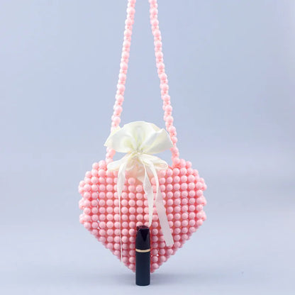 Heart shapeparencyPearl woven Party Clutch Evening Bag Designer Chain Shoulder Bag Wedding Women Purses and Handbags Chic Purse