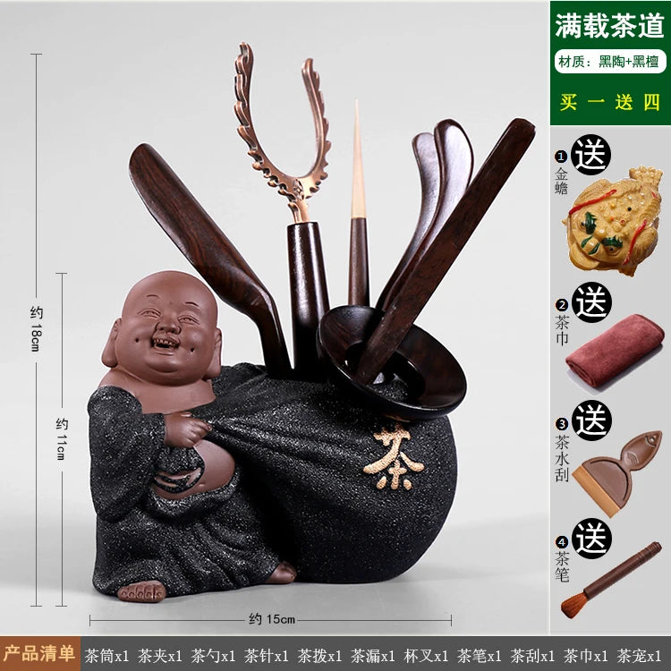 Heat Insulation Bamboo Tray, Tea Cup Pad, Tea Holder, Kungfu Accessories, Tea Ceremony, Six Gentlemen, Clip, Teaspoon