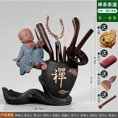 Heat Insulation Bamboo Tray, Tea Cup Pad, Tea Holder, Kungfu Accessories, Tea Ceremony, Six Gentlemen, Clip, Teaspoon