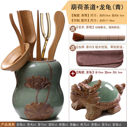Heat Insulation Bamboo Tray, Tea Cup Pad, Tea Holder, Kungfu Accessories, Tea Ceremony, Six Gentlemen, Clip, Teaspoon
