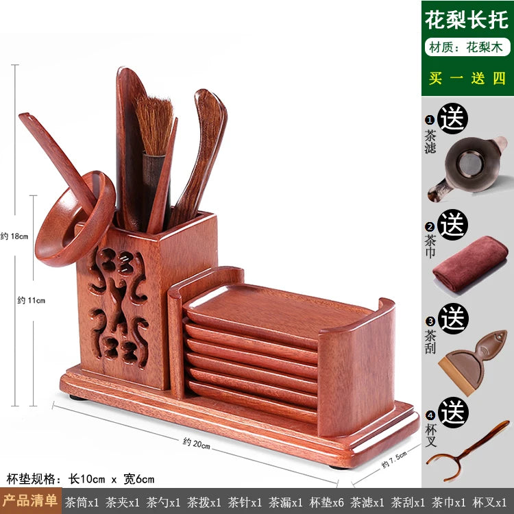 Heat Insulation Bamboo Tray, Tea Cup Pad, Tea Holder, Kungfu Accessories, Tea Ceremony, Six Gentlemen, Clip, Teaspoon