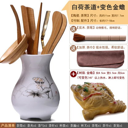 Heat Insulation Bamboo Tray, Tea Cup Pad, Tea Holder, Kungfu Accessories, Tea Ceremony, Six Gentlemen, Clip, Teaspoon