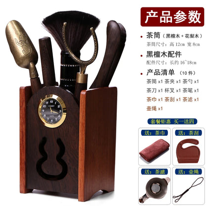 Heat Insulation Bamboo Tray, Tea Cup Pad, Tea Holder, Kungfu Accessories, Tea Ceremony, Six Gentlemen, Clip, Teaspoon